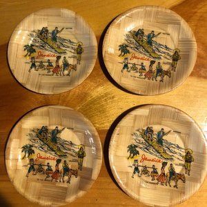 Vintage Bamboo 4 Coaster Set Jamaica